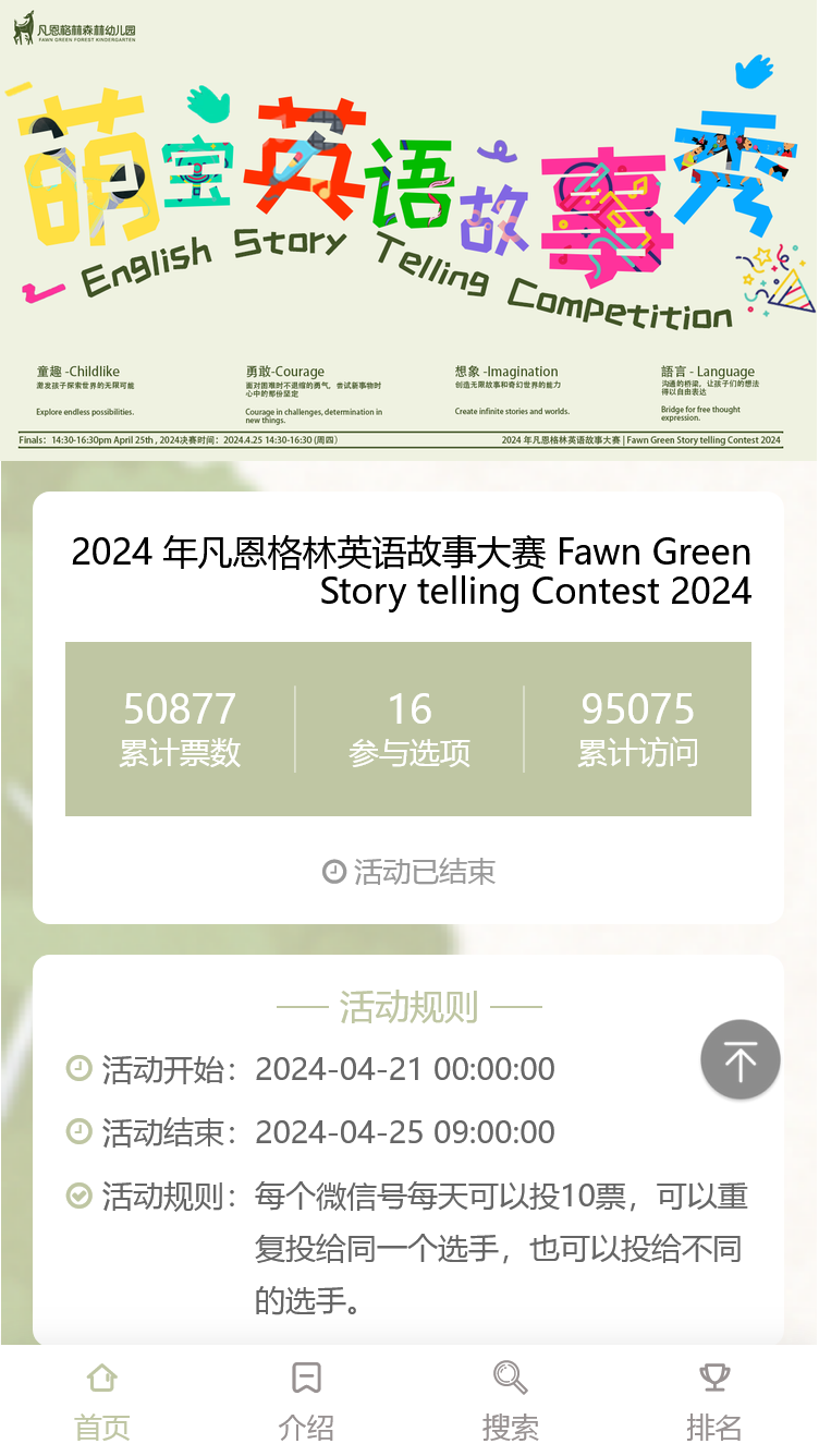 2024 年凡恩格林英语故事大赛 Fawn Green Story telling Contest 2024